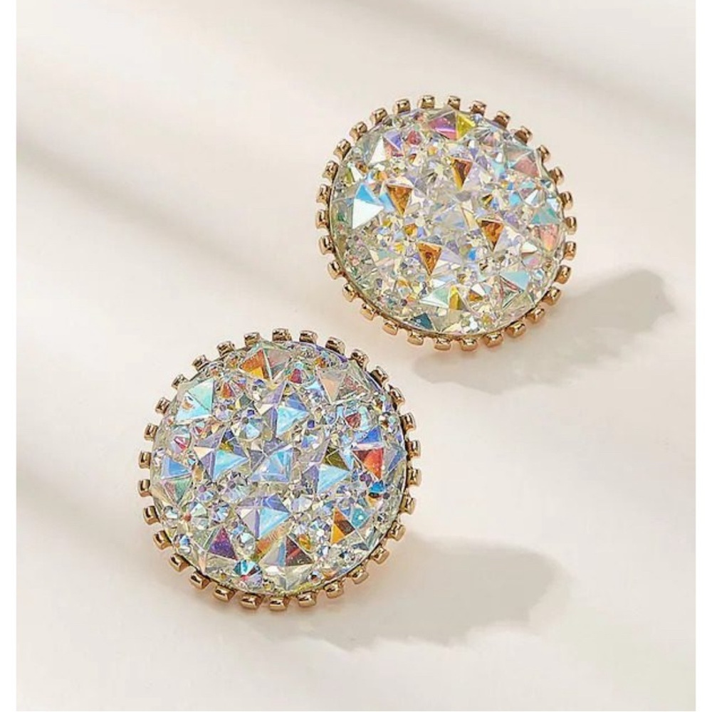 Round Crystal Statement Earrings - image 8